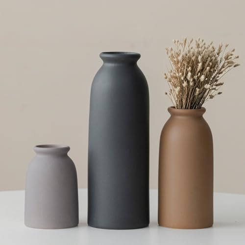 Set of 3 Small Ceramic Vases for Home Decor & Table Centrepieces