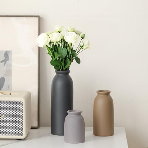 Set of 3 Small Ceramic Vases for Home Decor & Table Centrepieces