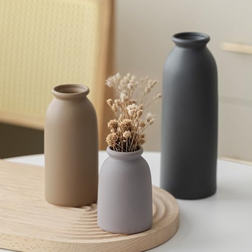Set of 3 Small Ceramic Vases for Home Decor & Table Centrepieces