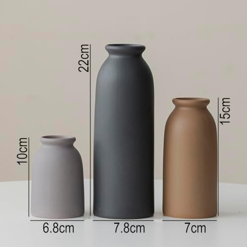 Set of 3 Small Ceramic Vases for Home Decor & Table Centrepieces