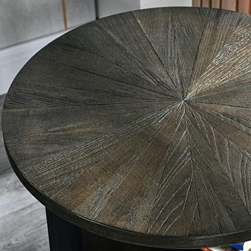 Round Small End Table with Storage Shelf